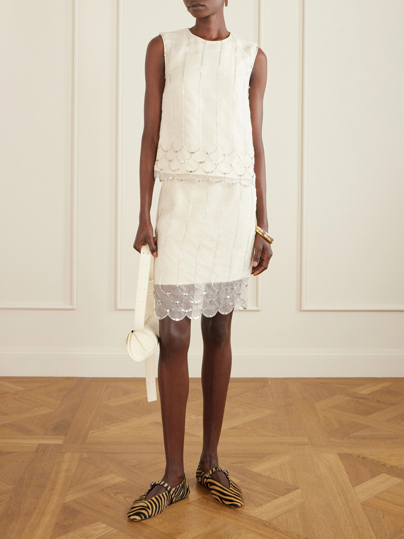 WALES BONNER Triumph Embellished Silk-organza Skirt outlook