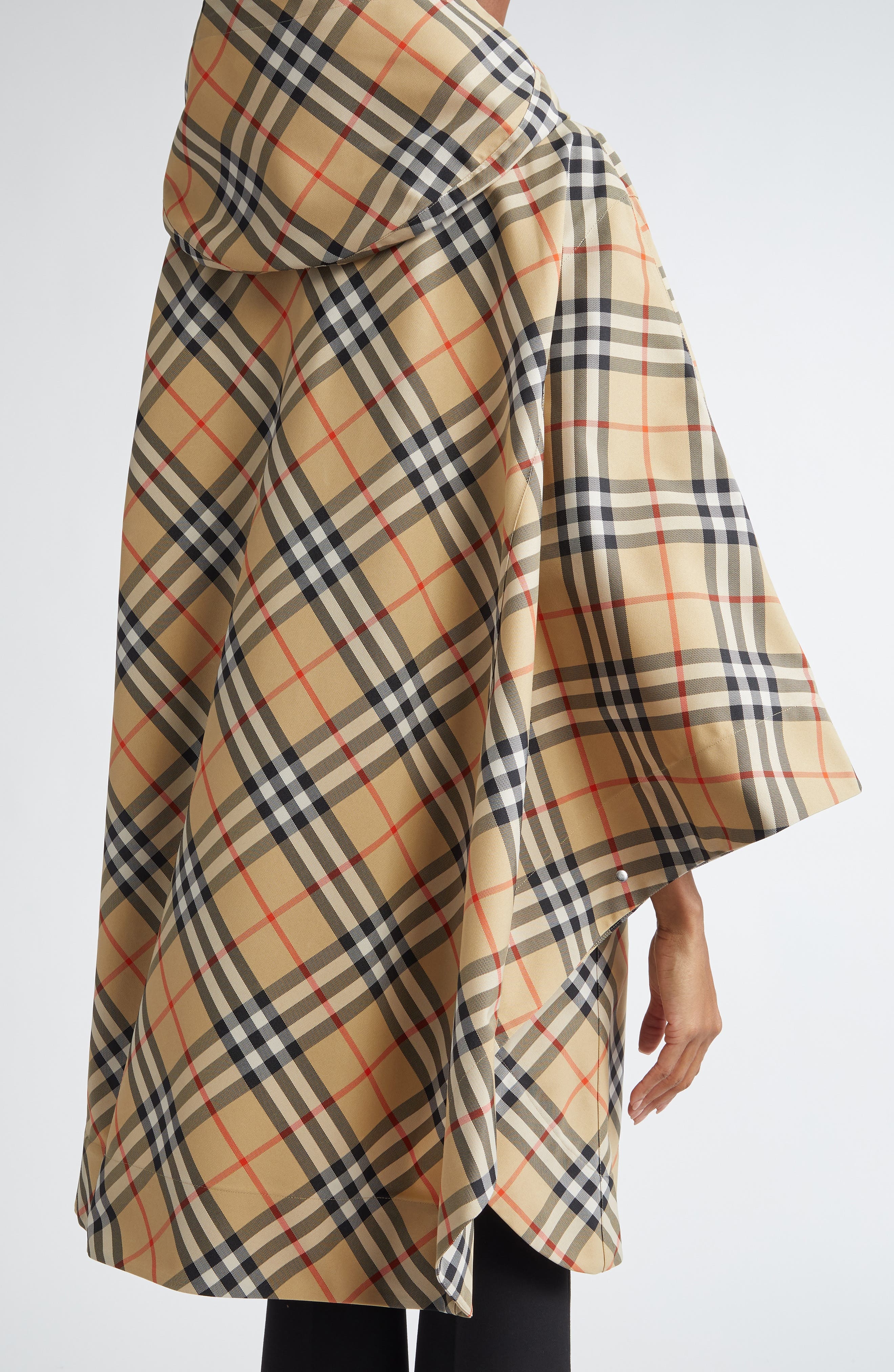 burberry Check Nylon Poncho in Sand at Nordstrom - 3