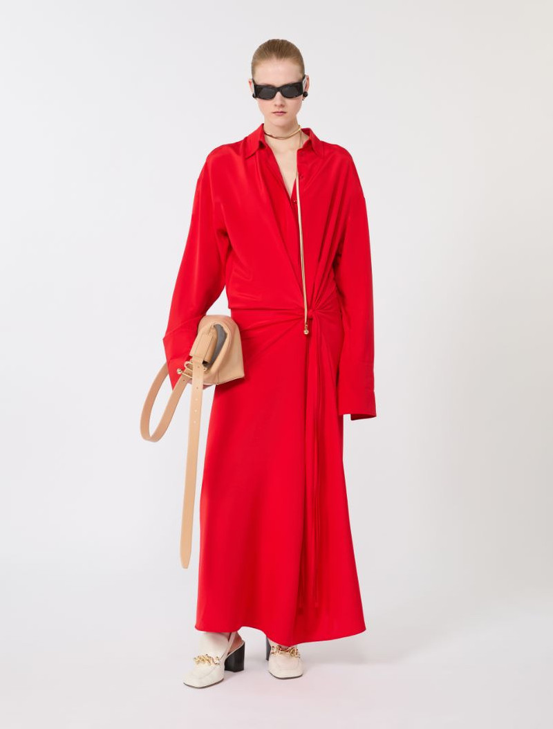 Sportmax Stretch silk shirt dress - red outlook