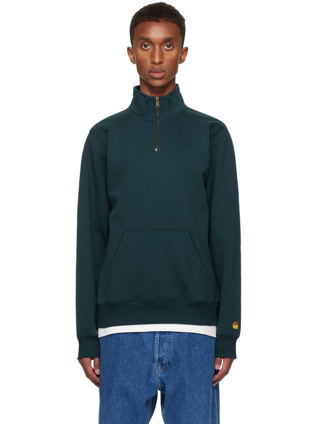 Blue Chase Neck Zip Sweatshirt - 1