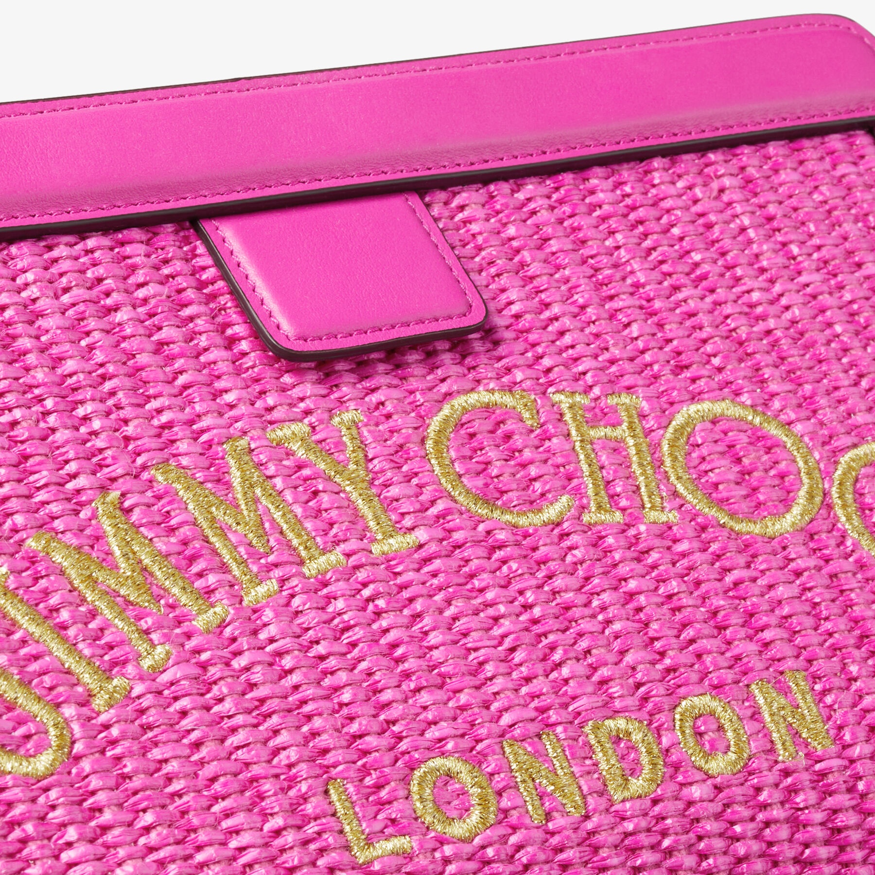 Varenne Pouch
Fuchsia Raffia and Smooth Leather Pouch with Jimmy Choo Embroidery - 4