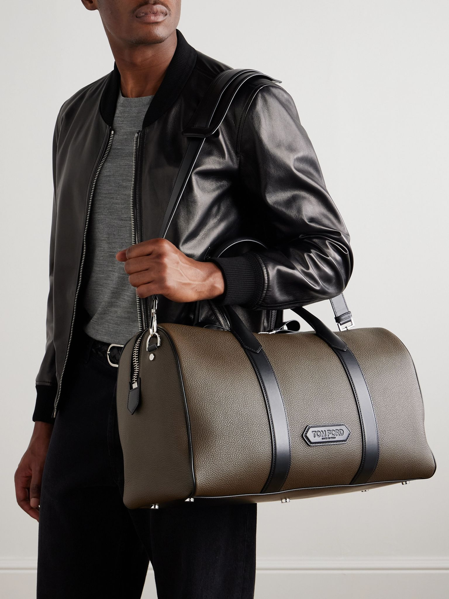 Full-Grain Leather Duffle Bag Brown - 6