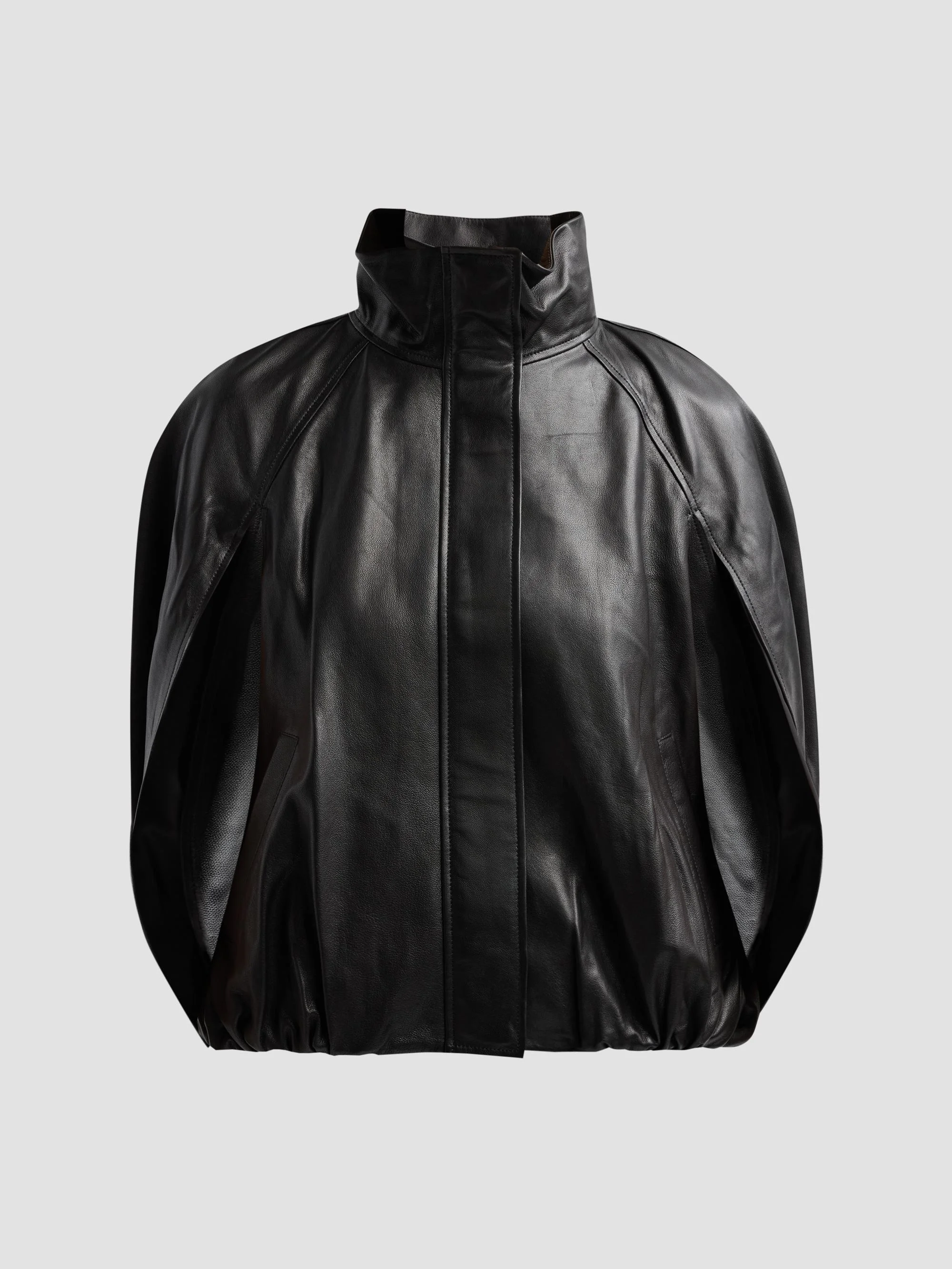 Women's Jada Leather Cape Jacket - Black - 1