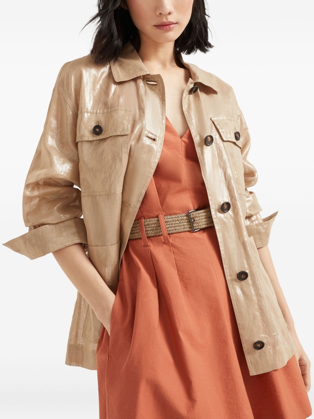 lamé cotton jacket - 5