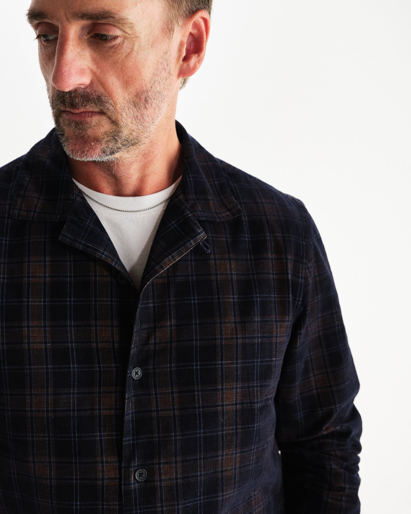 Corey - Navy And Multicolour Check Corduroy Shirt 3
