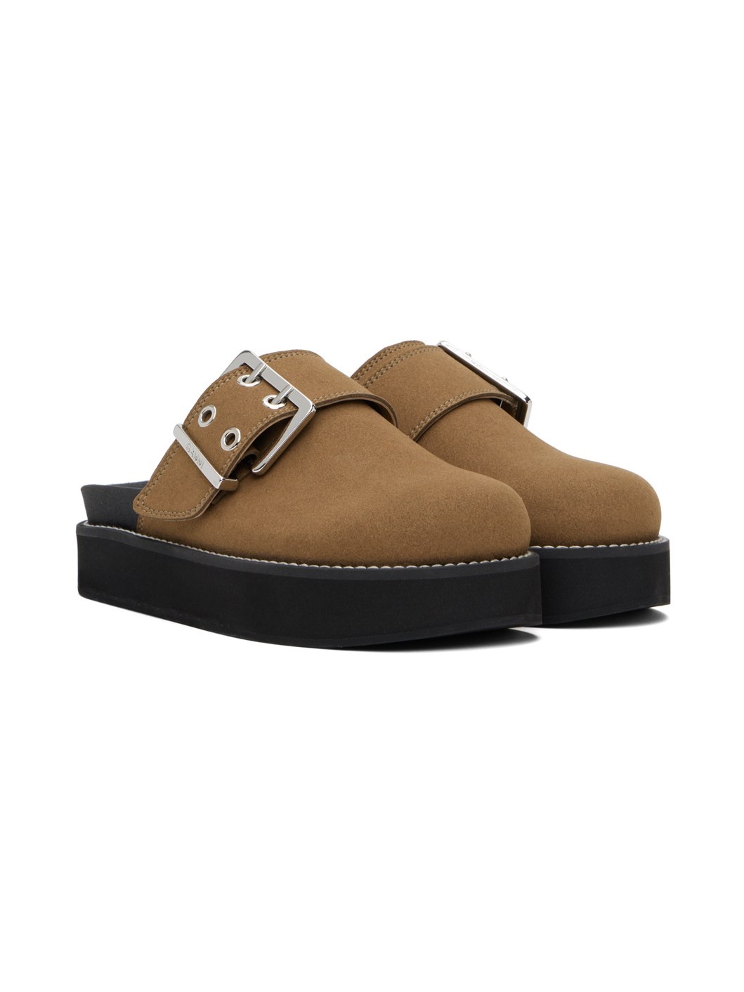 Brown Feminine Buckle Loafers - 4