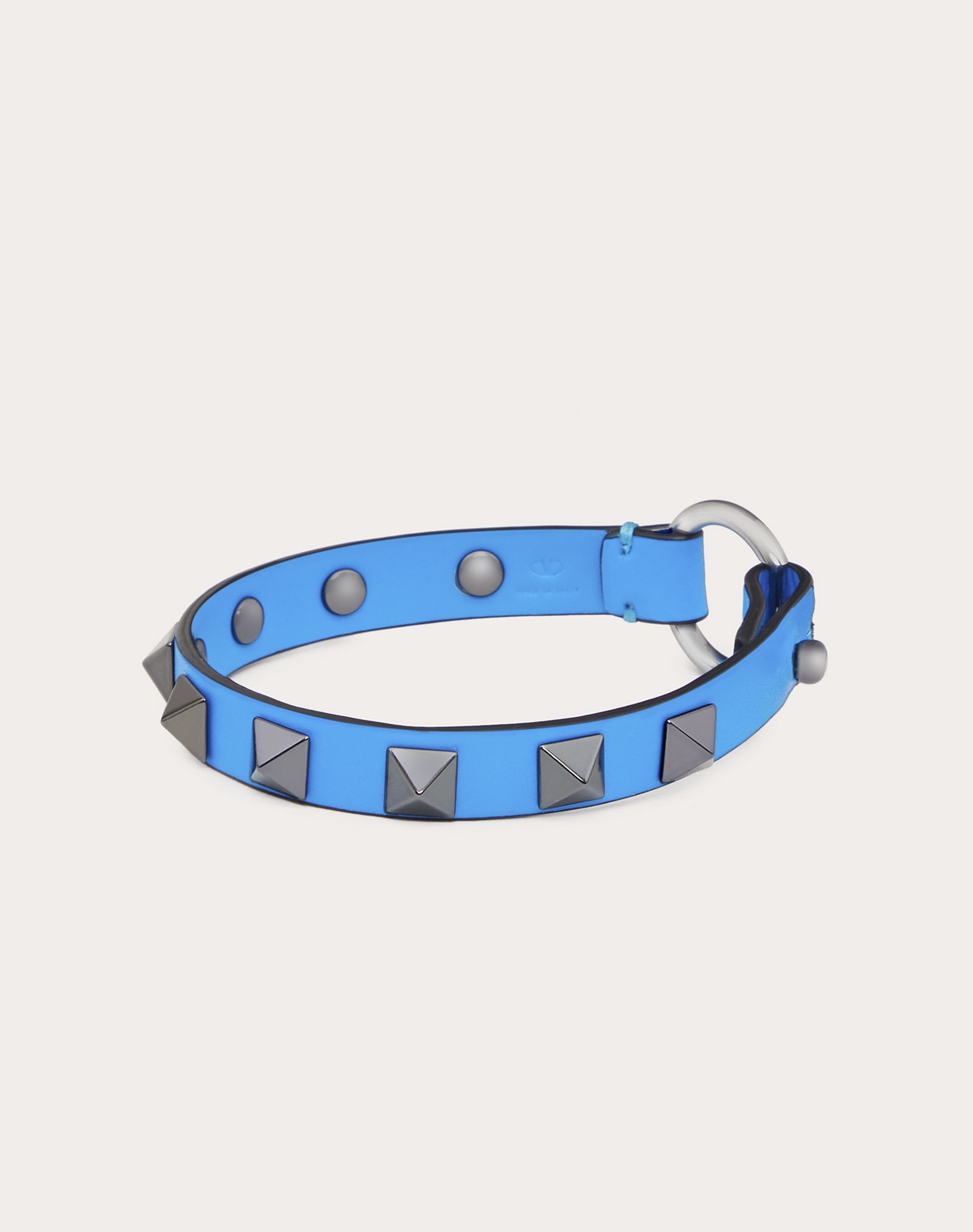 Rockstud Leather Bracelet with ruthenium studs - 3