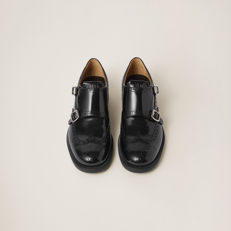 Church's X Miu Miu Brushed Leather Double Monk Brogue Shoes 4