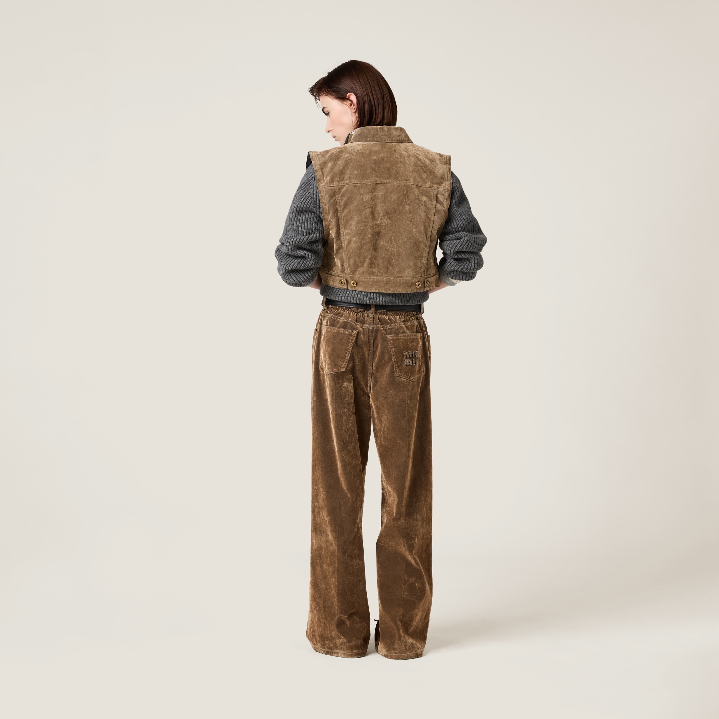 Washed flocked chambray vest - 3