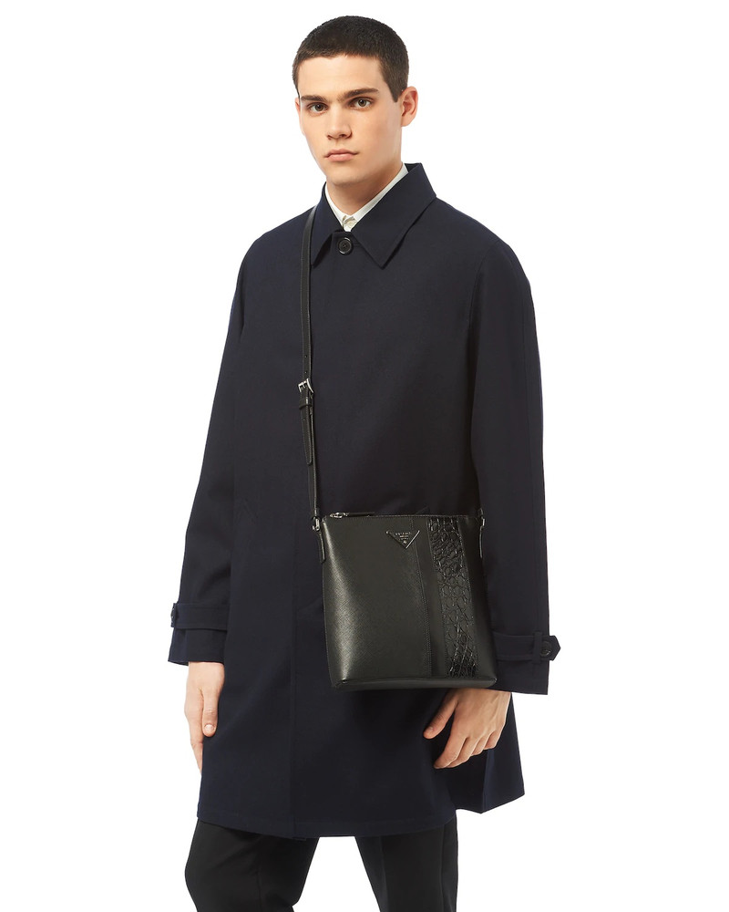 Prada Saffiano and Crocodile Leather Cross-Body Bag outlook
