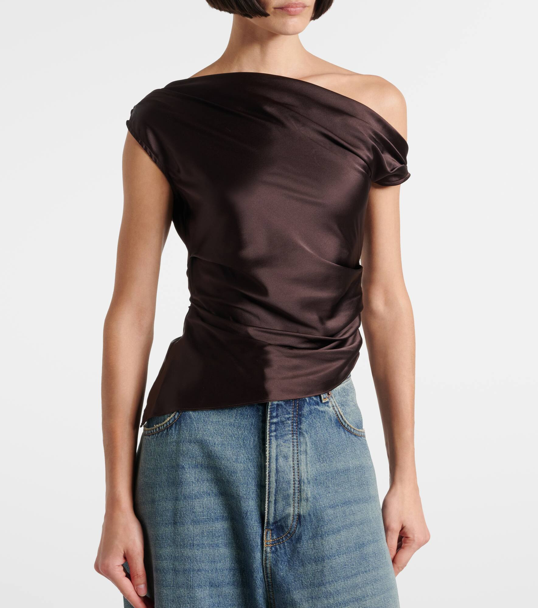 Phare one-shoulder silk-blend satin top - 5