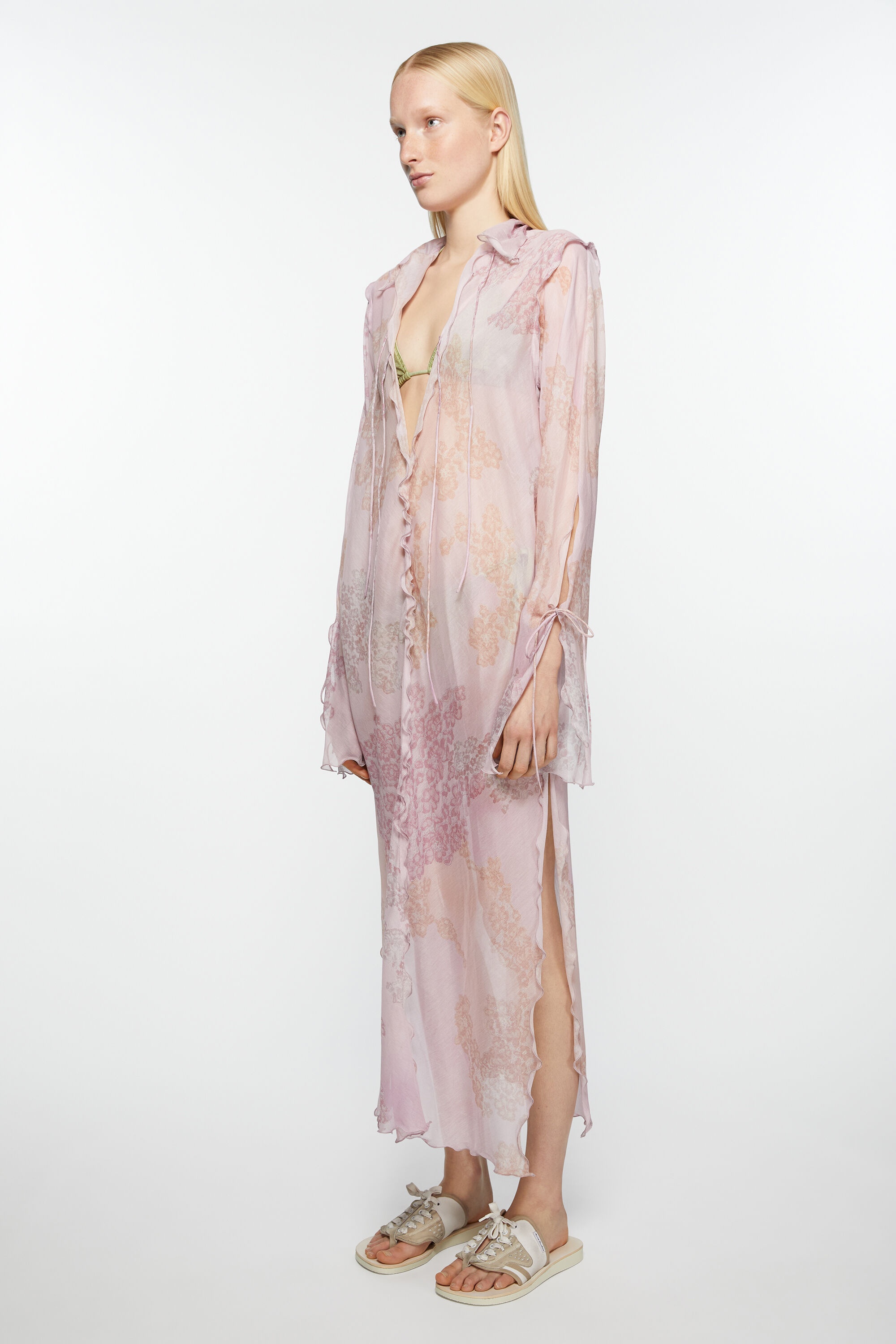 Chiffon printed dress - Pink - 3