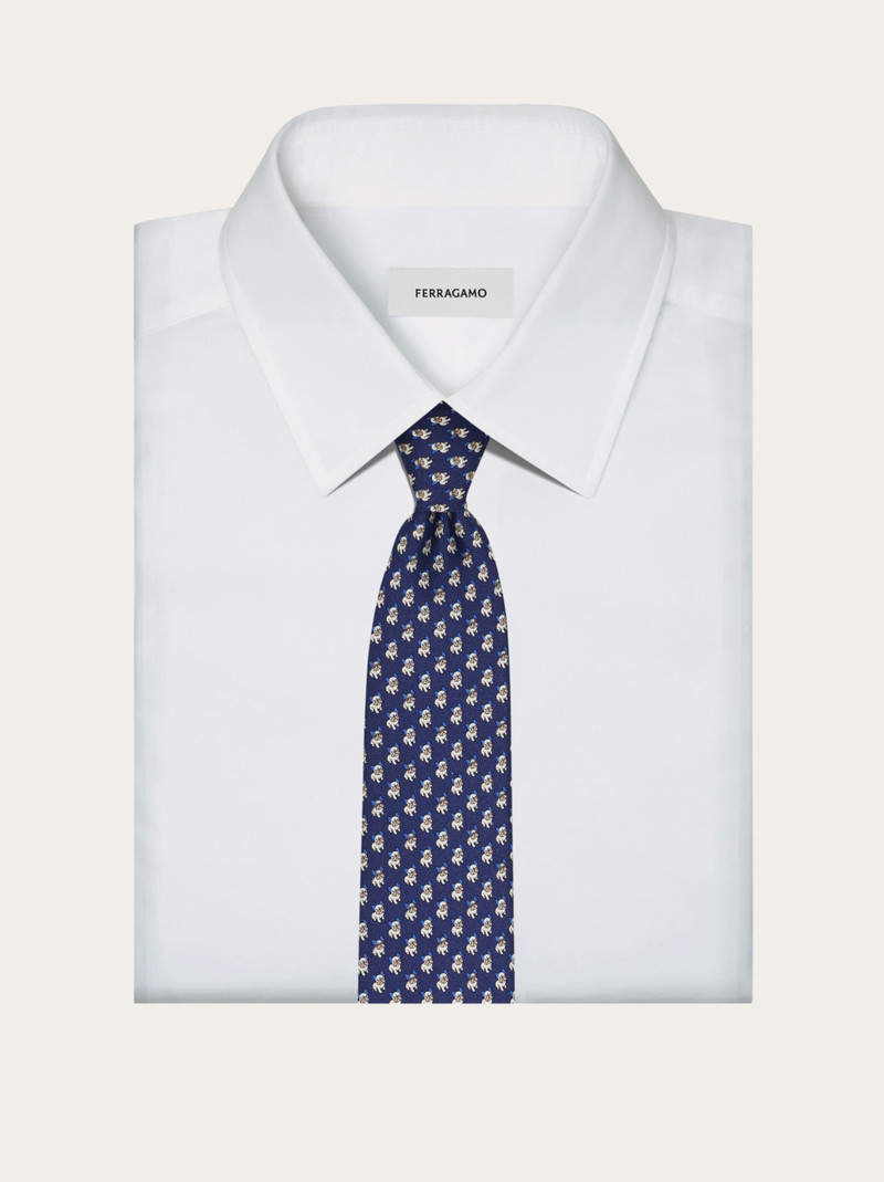 Bulldog print silk tie 4
