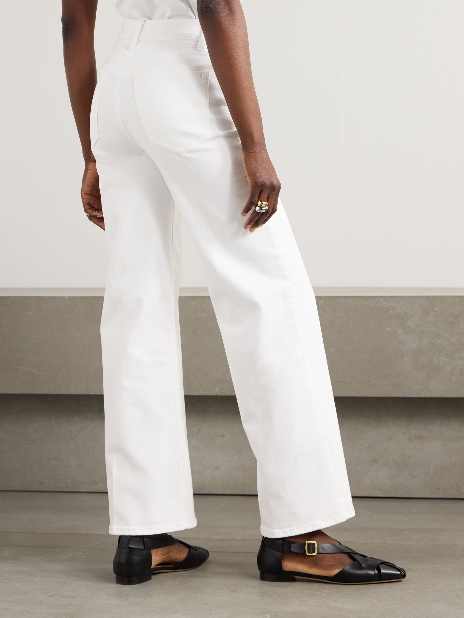 Le Slim Palazzo high-rise wide-leg jeans White - 4