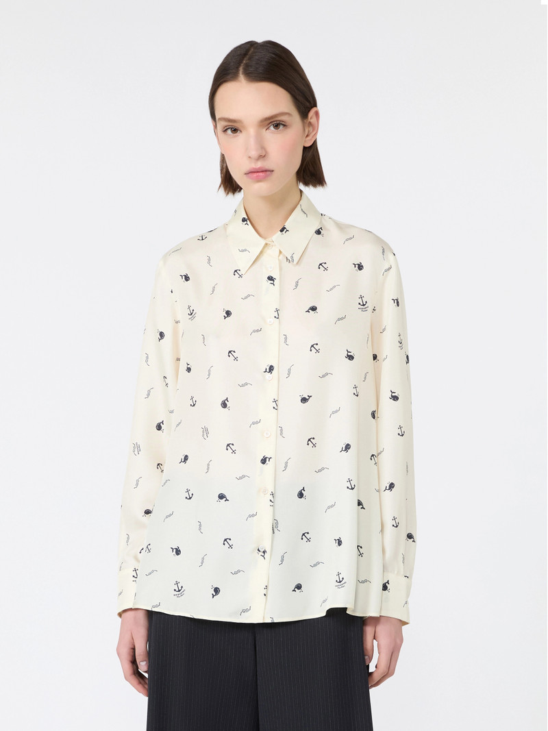 PAVIDO Printed silk shirt - IVORY 3