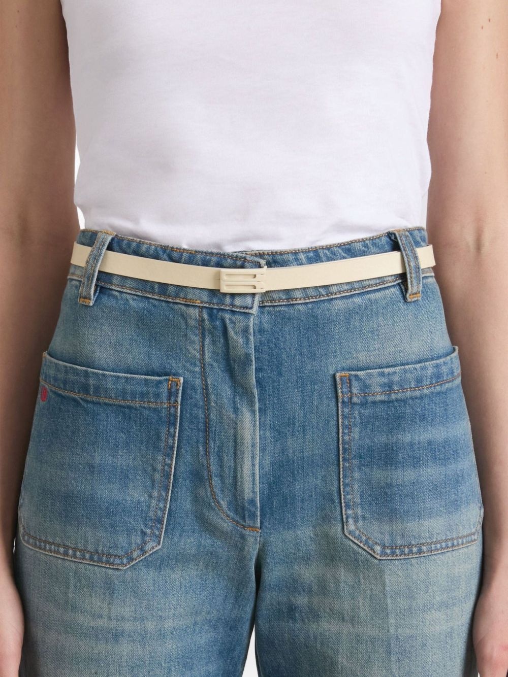 logo-buckle leather belt - 2