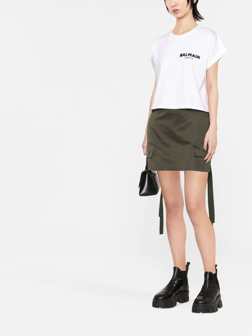 sequin logo round neck T-shirt - 2