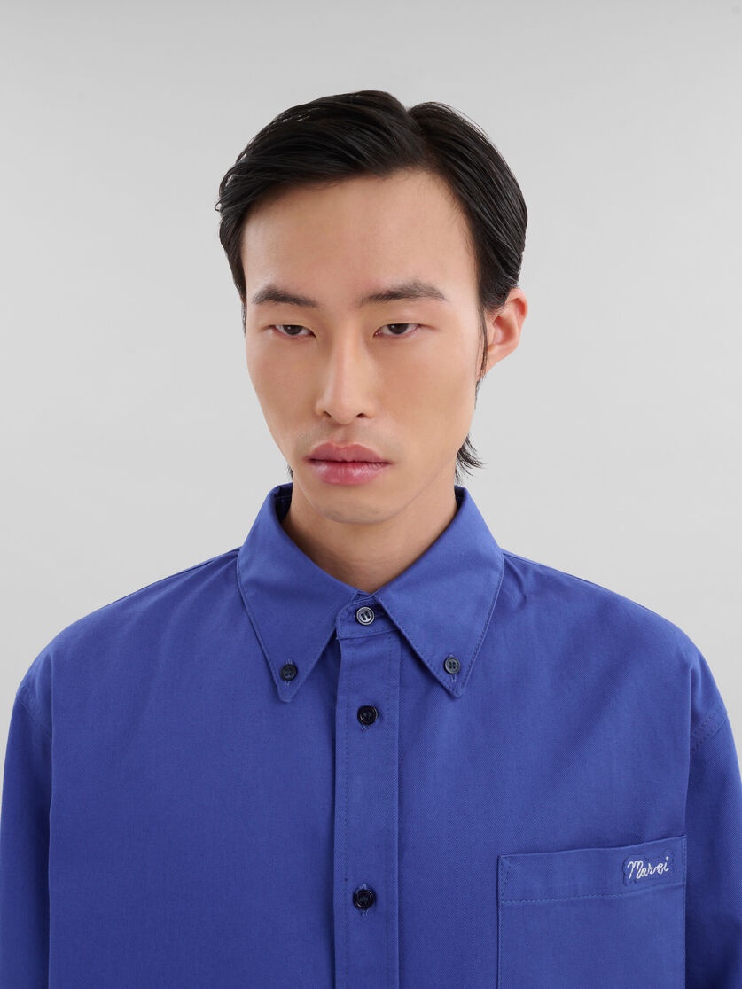 BLUE ORGANIC GABARDINE SHIRT WITH MARNI MENDING PATCH - 4