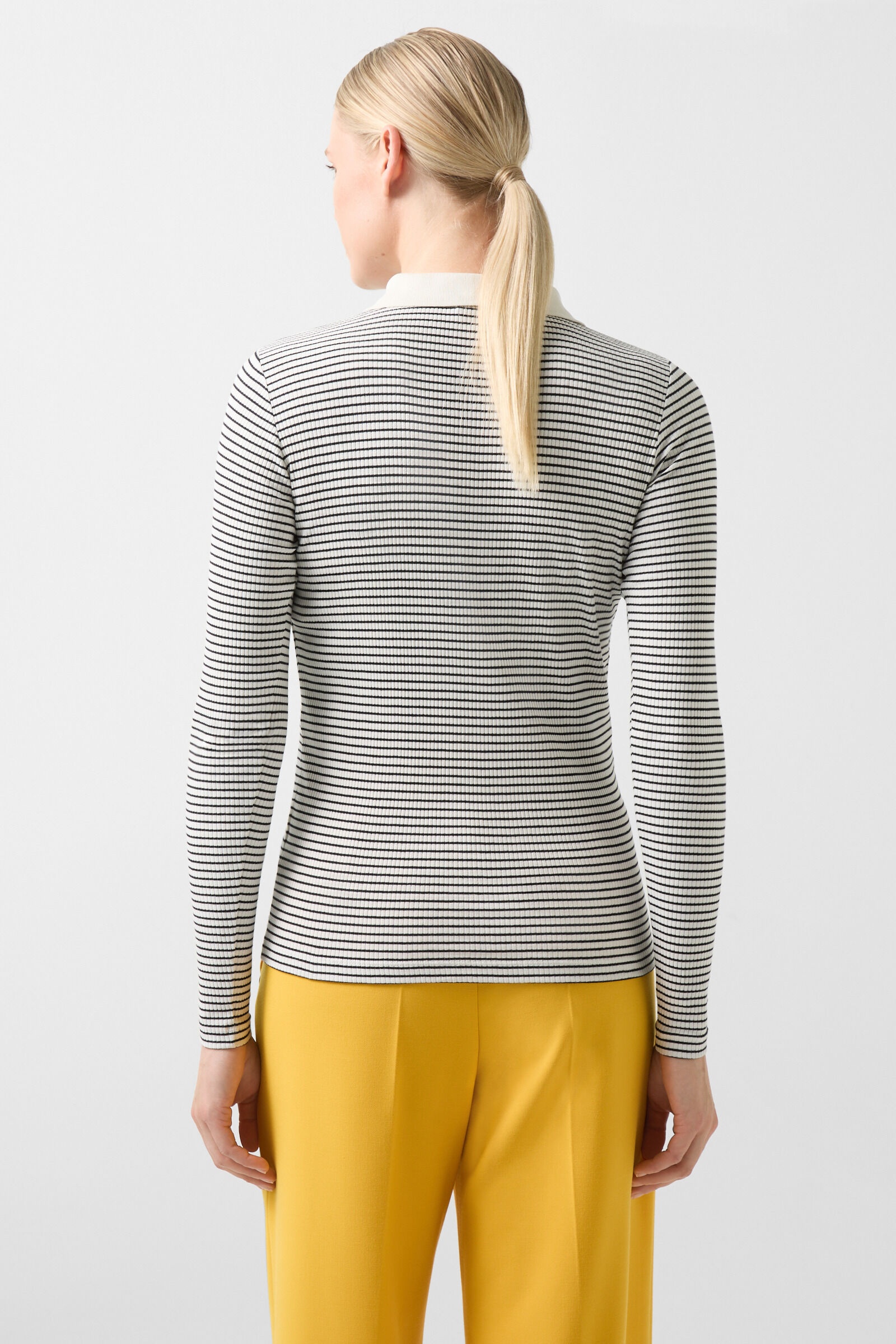 Reny Longsleeve polo shirt in Black/White - 3