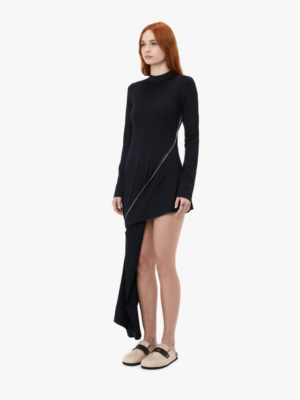 ZIP DETAIL LONG SLEEVE DRESS - 4