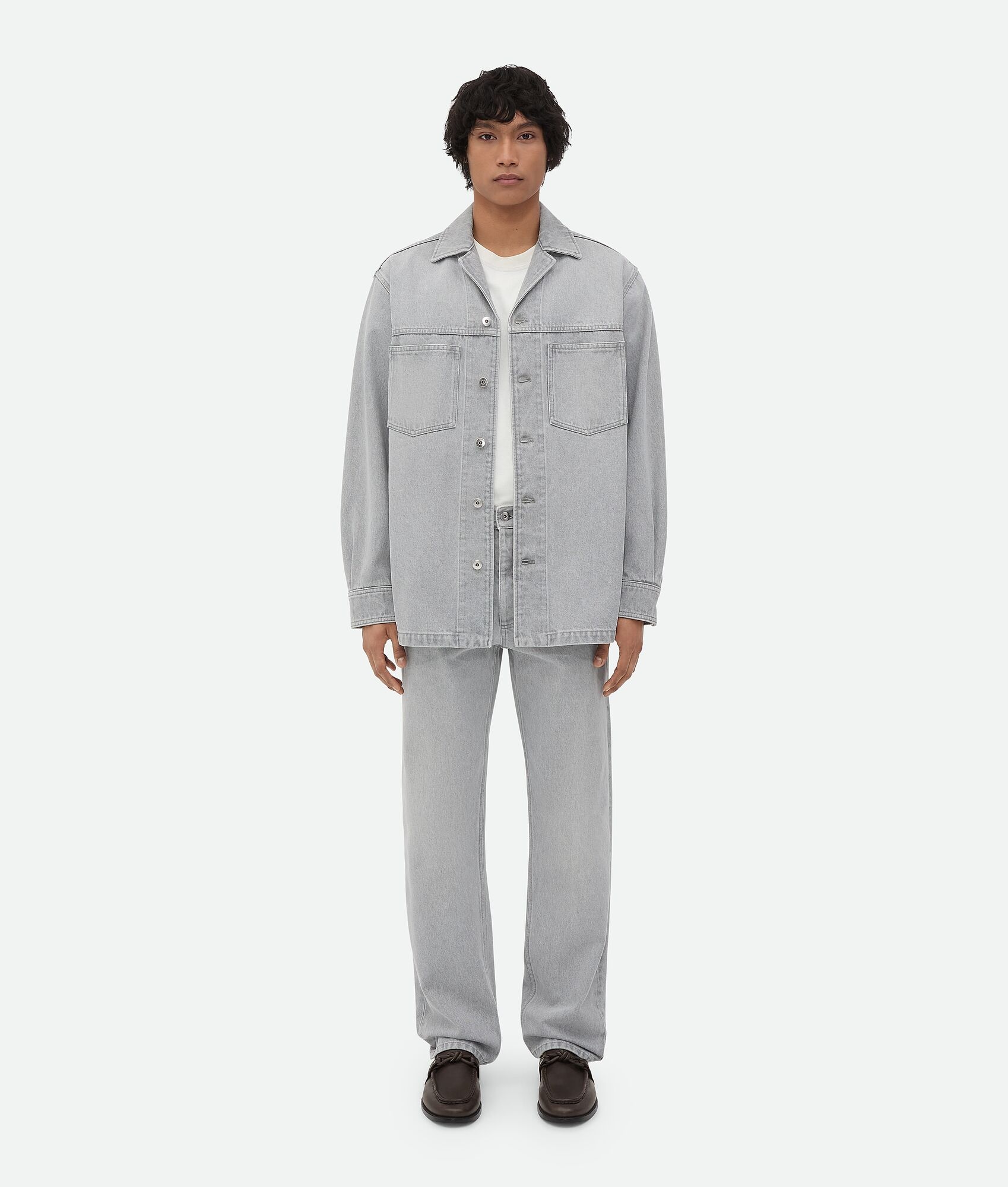 Light Grey Washed Denim Shirt - 4