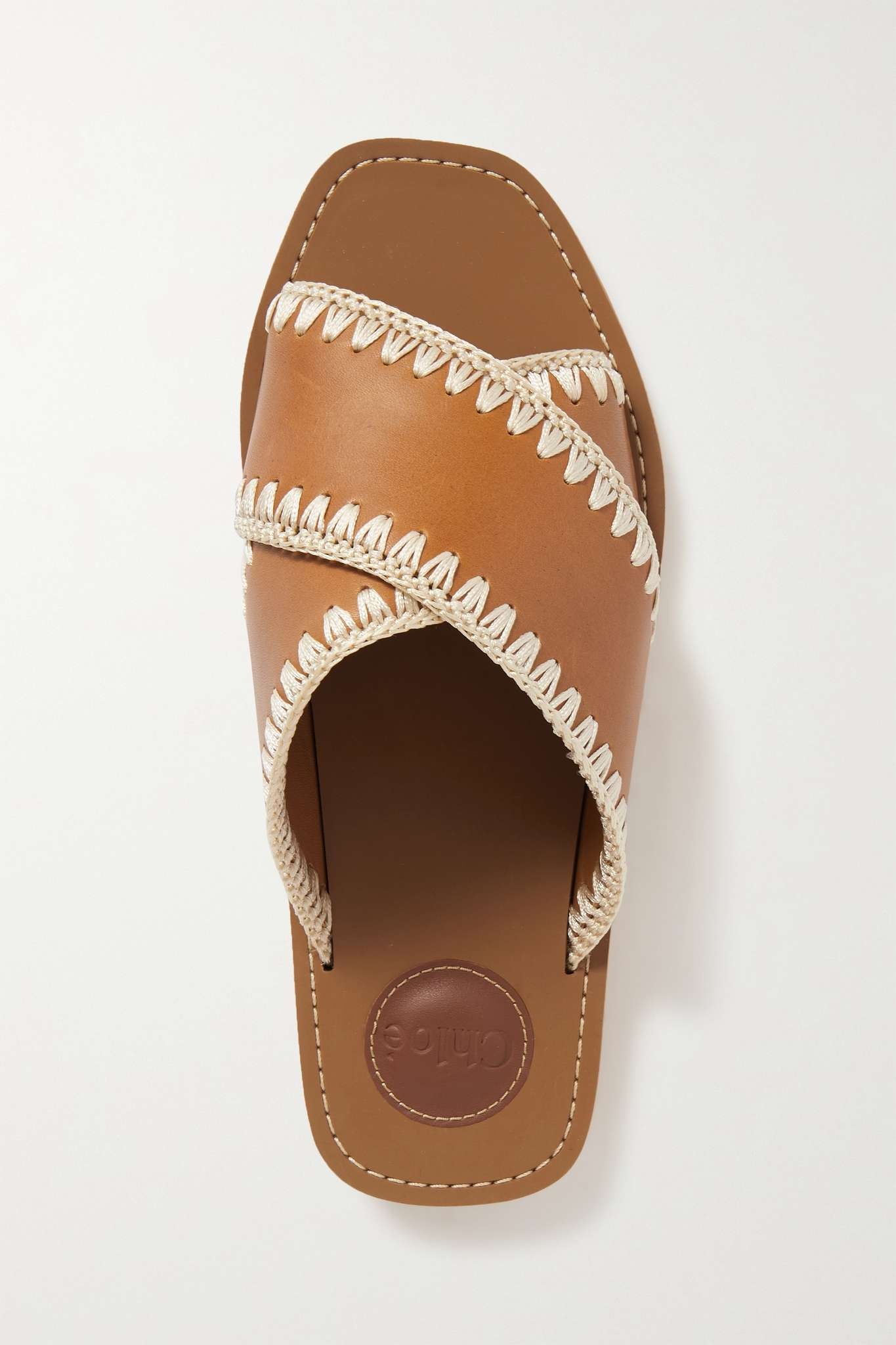 Woody embroidered leather slides - 5