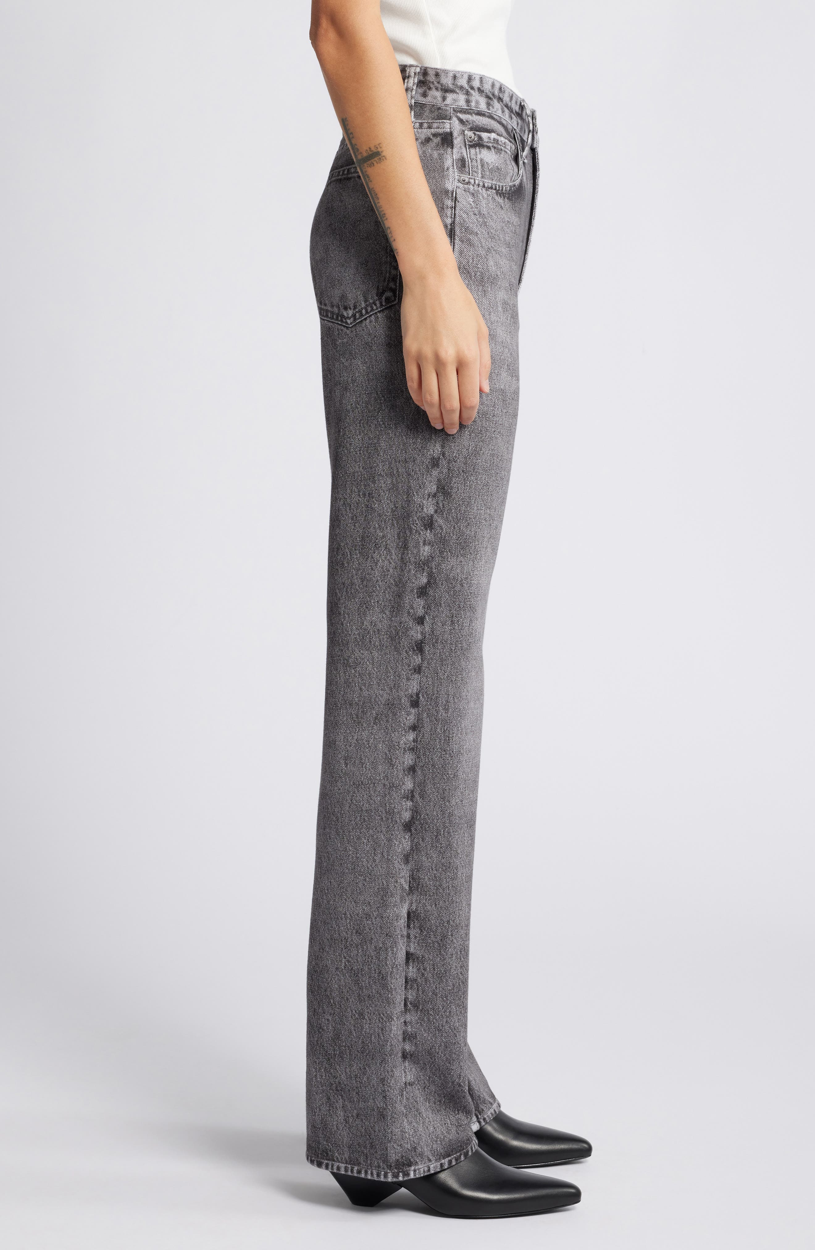 rag & bone Miramar Shea Relaxed Straight Cotton Terry Sweatpant Jeans in Raven at Nordstrom - 3