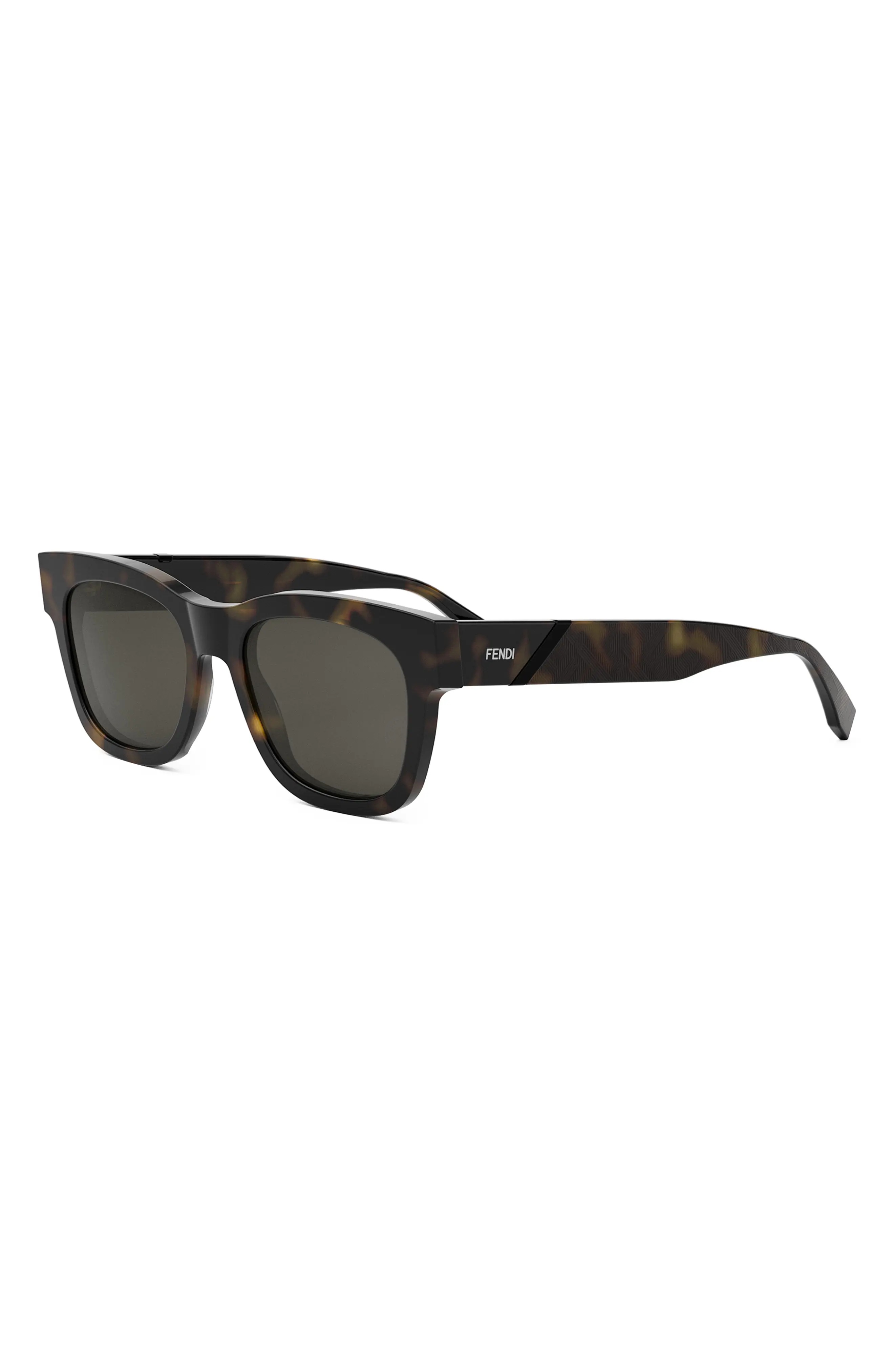 'Fendi Diagonal 51mm Square Sunglasses in Dark Havana /Smoke - 2