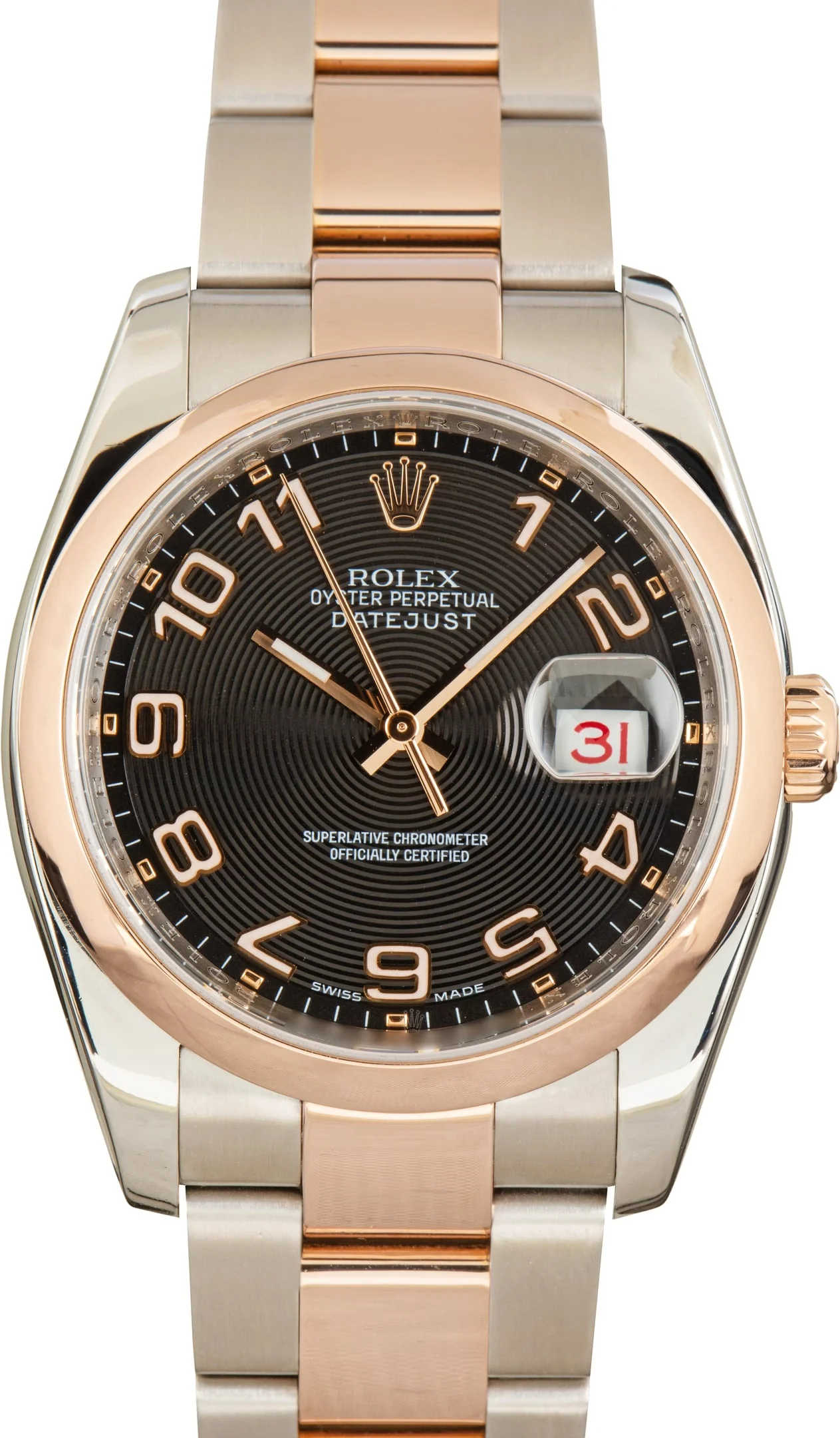 Used Rolex Datejust 36 Black Concentric Arabic Dial Ref 116201 - 1