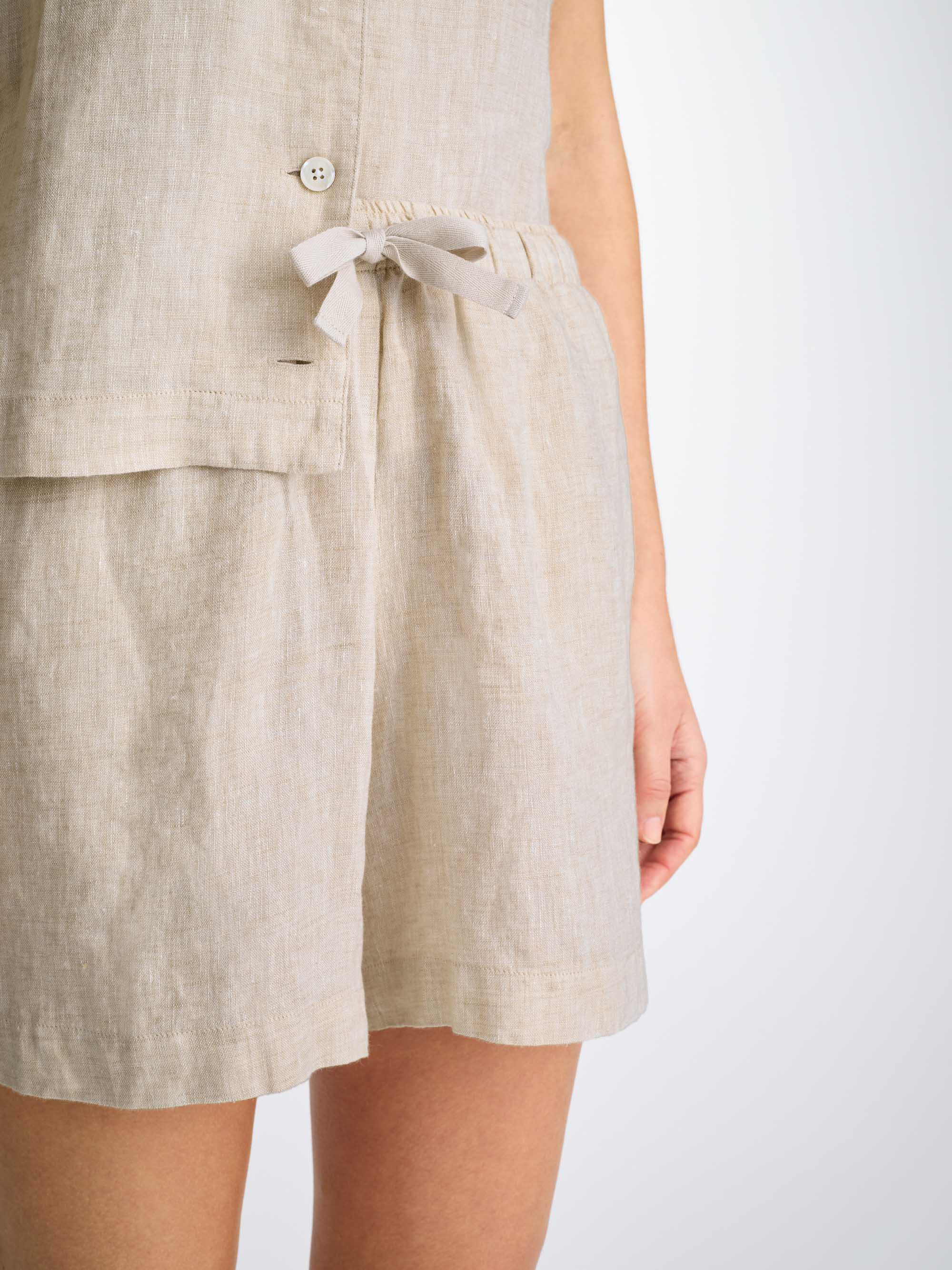 Women's Short Pajamas Sicily Linen Sand - 7