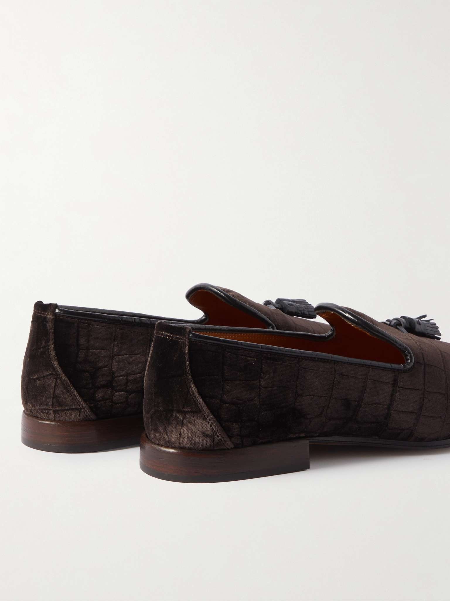Bailey Tasselled Leather-Trimmed Croc-Effect Velvet Loafers - 5