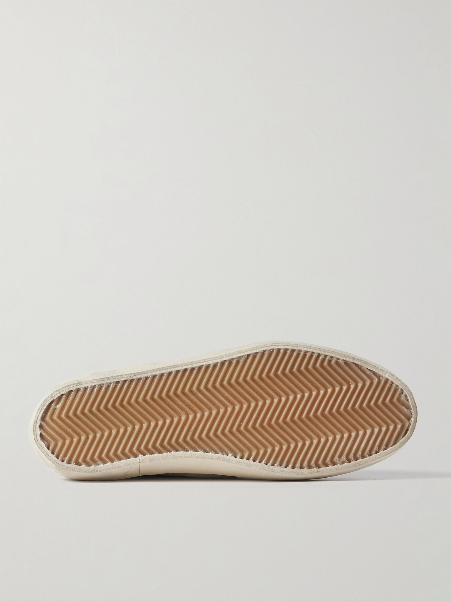 Soul-Star Distressed Leather-Trimmed Suede Sneakers Beige - 3