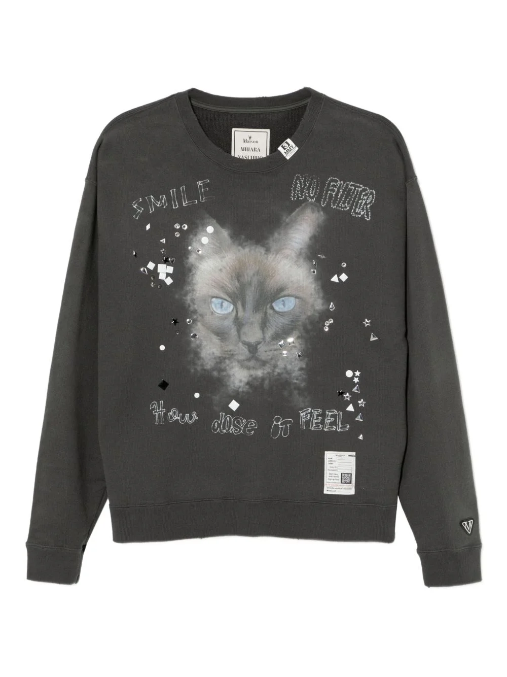 cat-print sweatshirt - 1