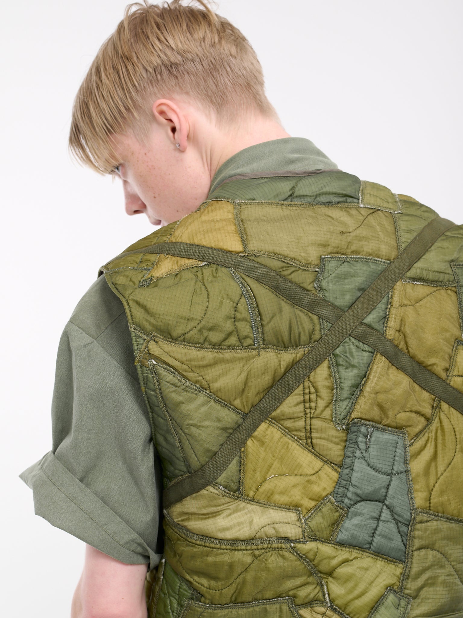 Patchwork Army Puffer Vest - 5