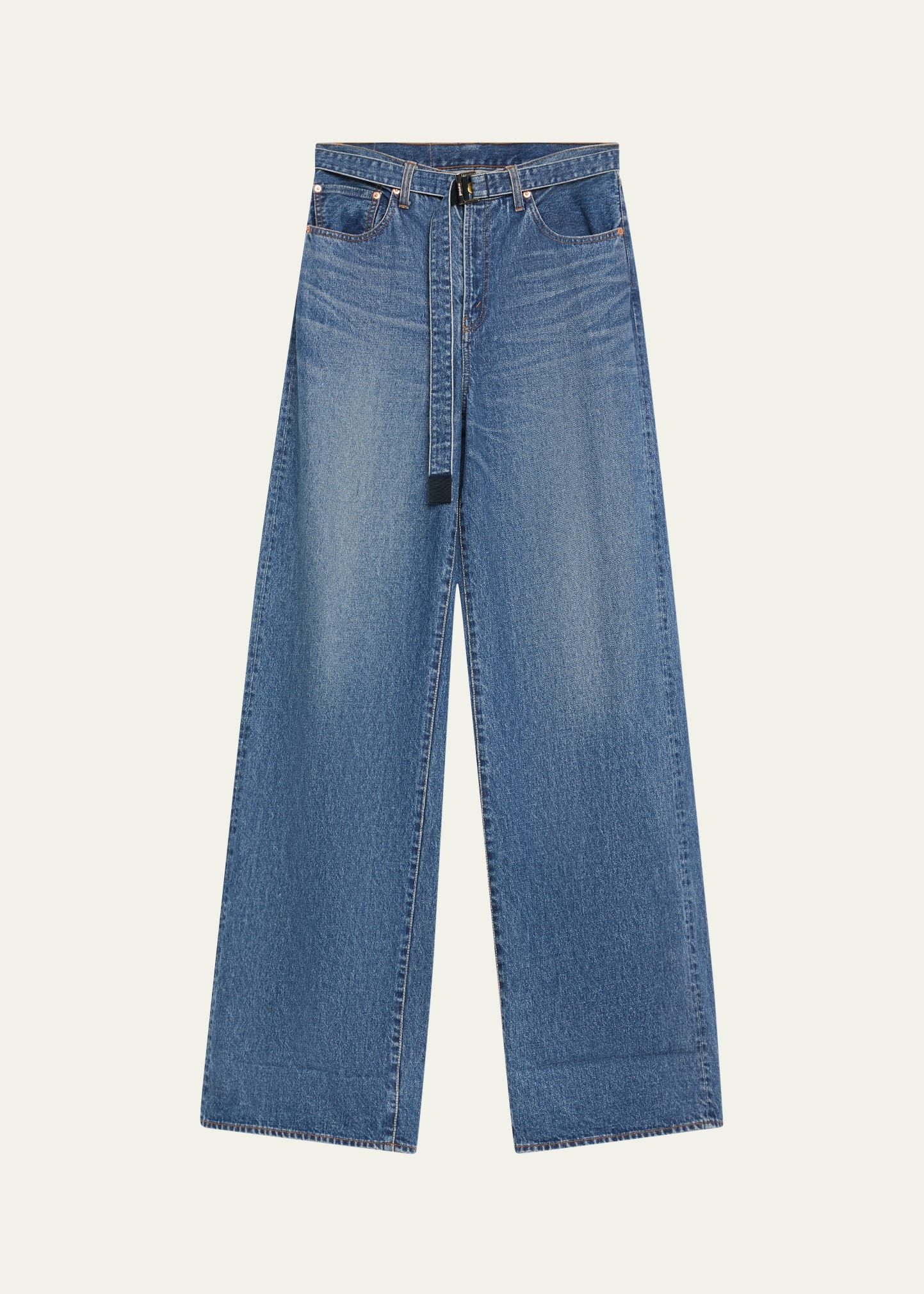 Belted Denim Pants - 1