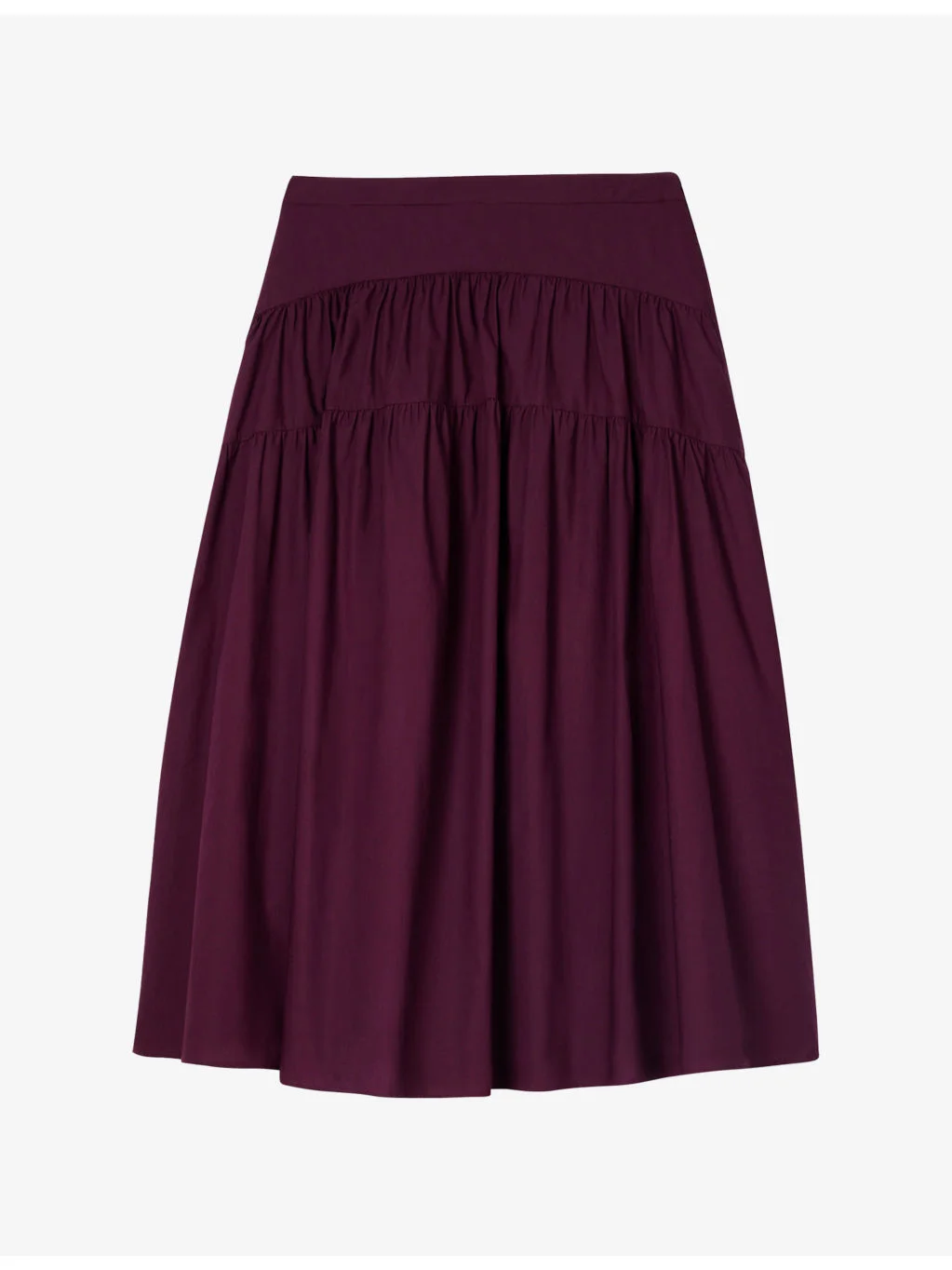 Tiered-Hem Regular-Fit Cotton Midi Skirt - 1