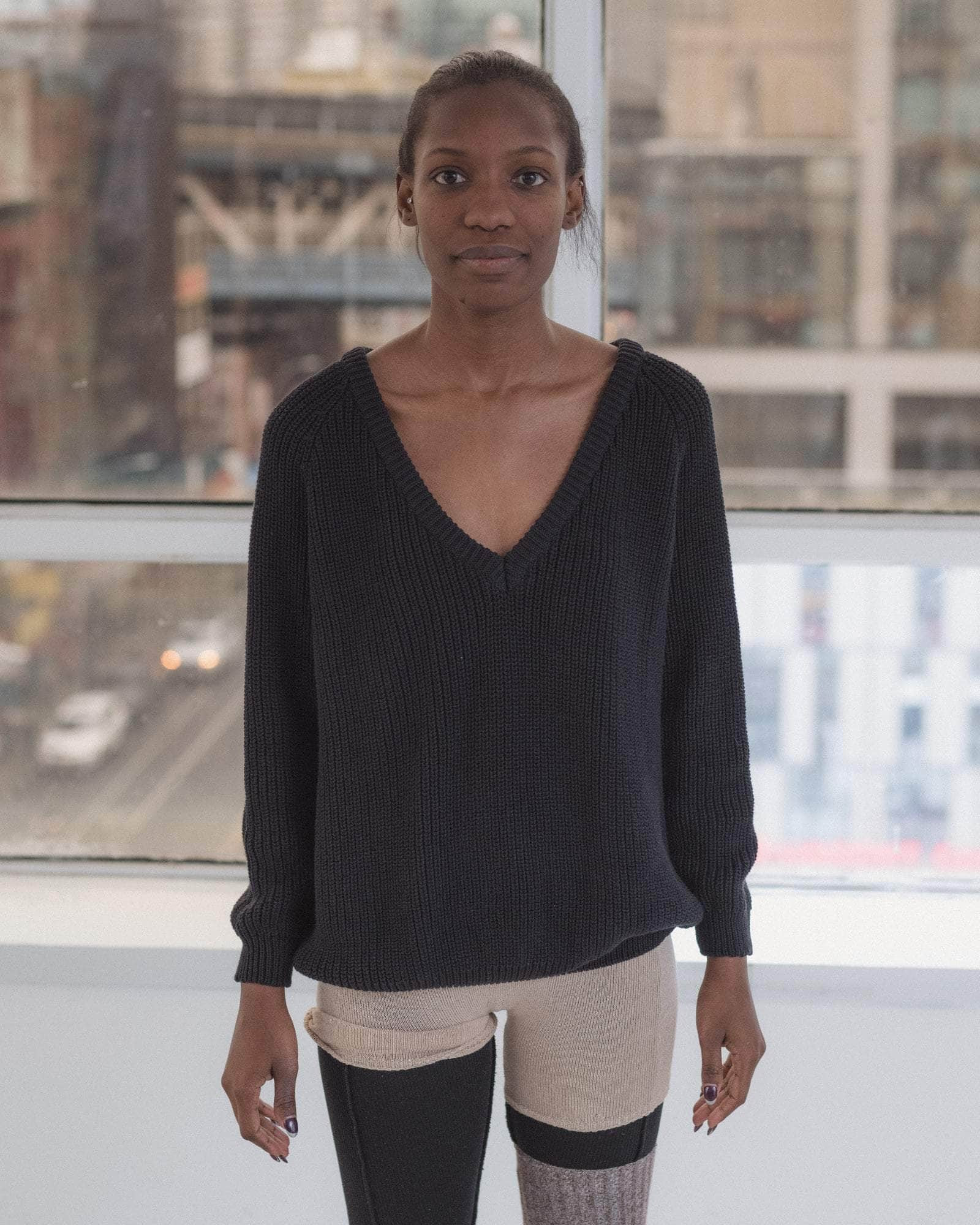 Danube V Neck Sweater - Organic Cotton Knit - 1