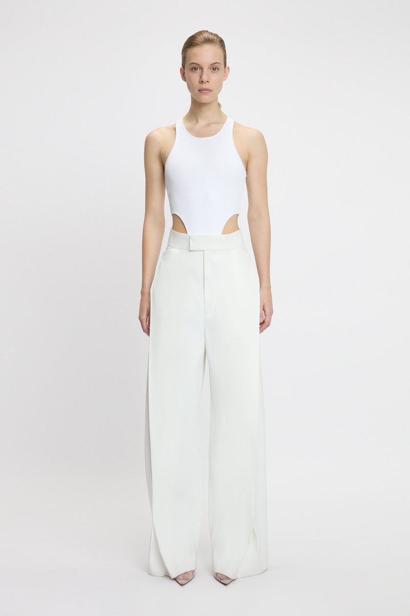 Victoria Beckham High Leg Bodysuit In White outlook