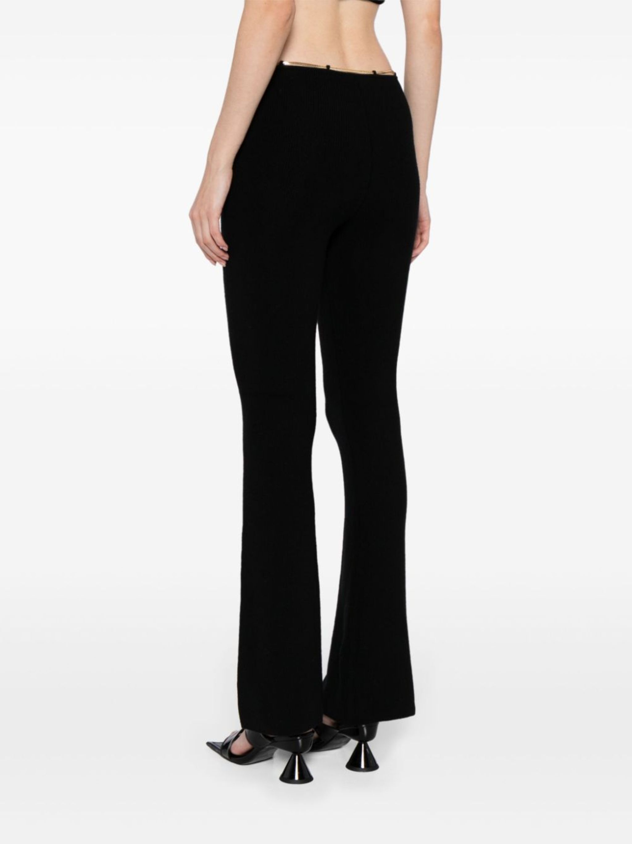ribbed chain-link flared trousers - 4