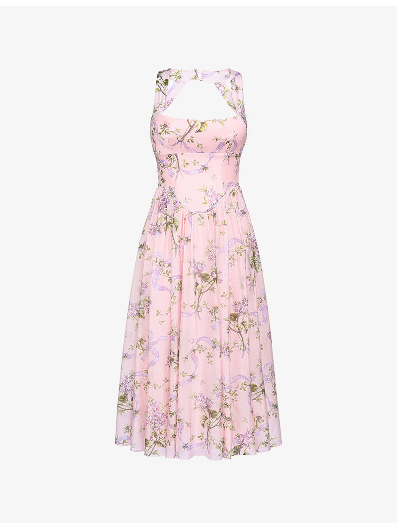 Minerva Floral-Print Chiffon Midi Sundress 1