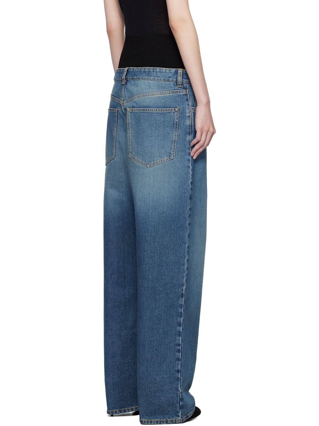 Blue Knit Band Jeans - 3