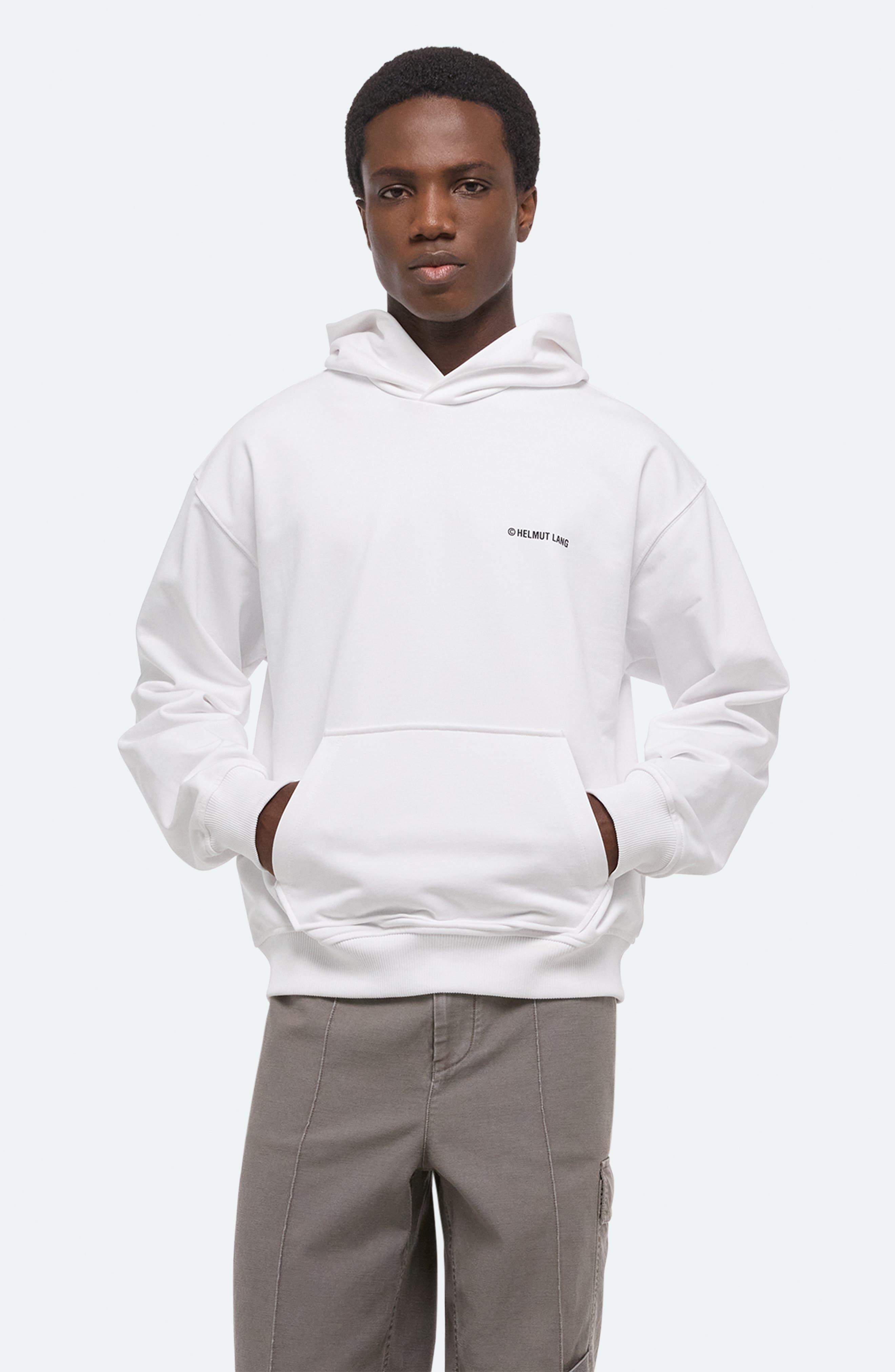 Helmut Lang Plastic Compact Cotton Graphic Hoodie in White at Nordstrom - 6