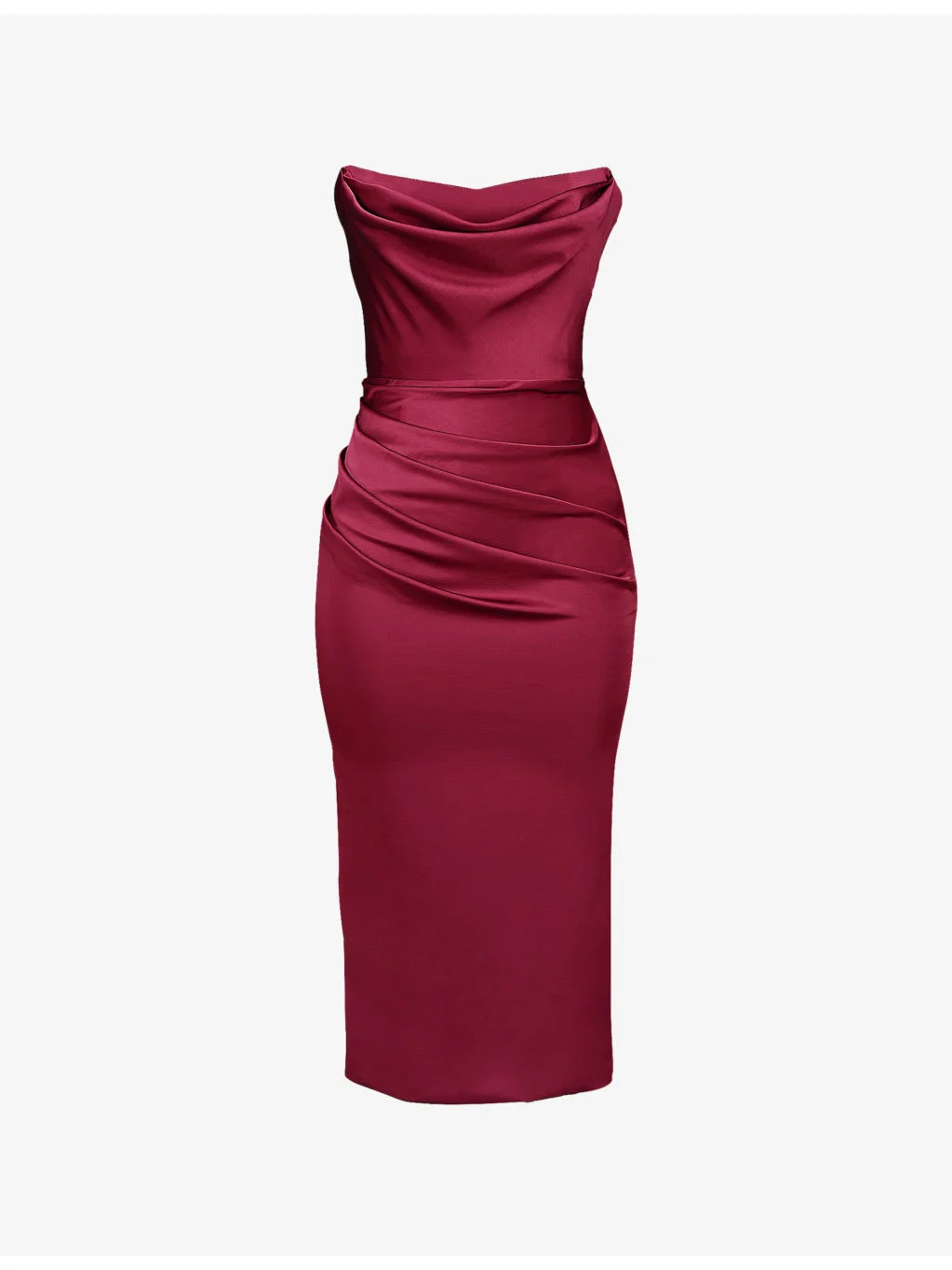 Santana Strapless Satin Midi Dress - 1