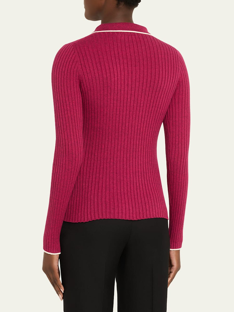 ANNA QUAN Ashlen Button-Front Rib-Knit Top outlook