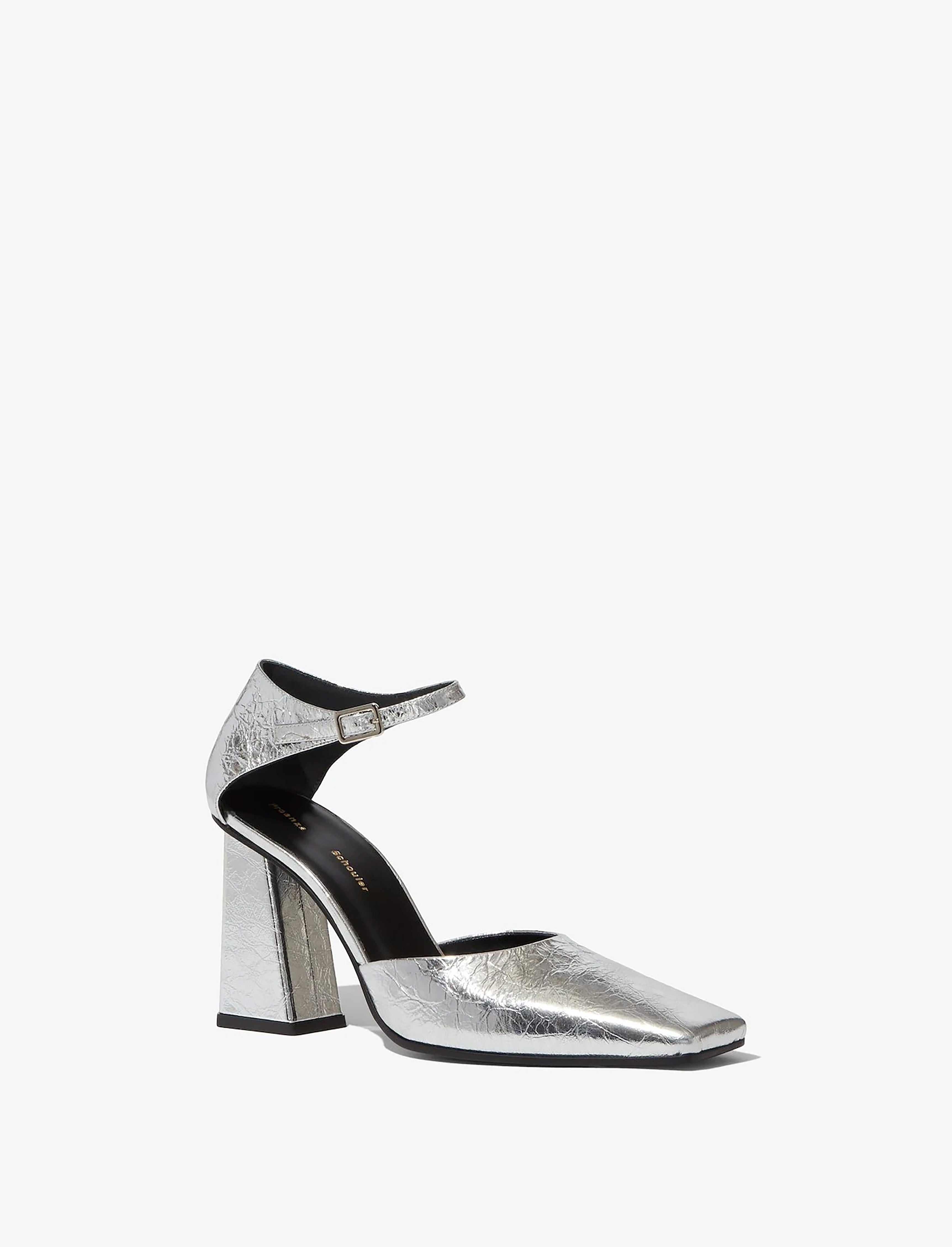 Quad Ankle Strap Pumps in Crinkled Metallic - 2