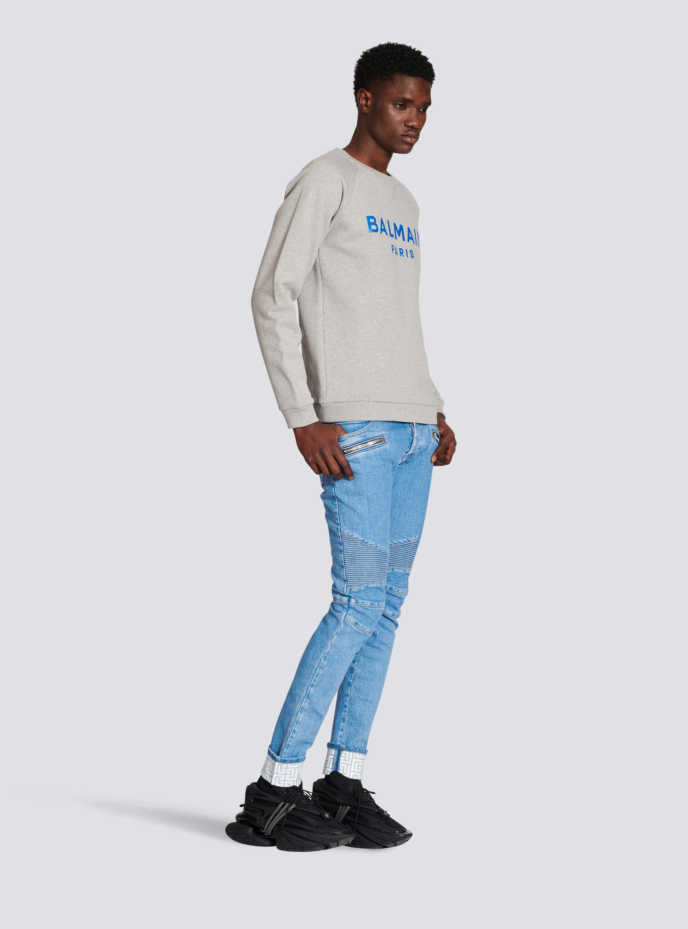 Cotton sweatshirt with Balmain Paris logo print - 5