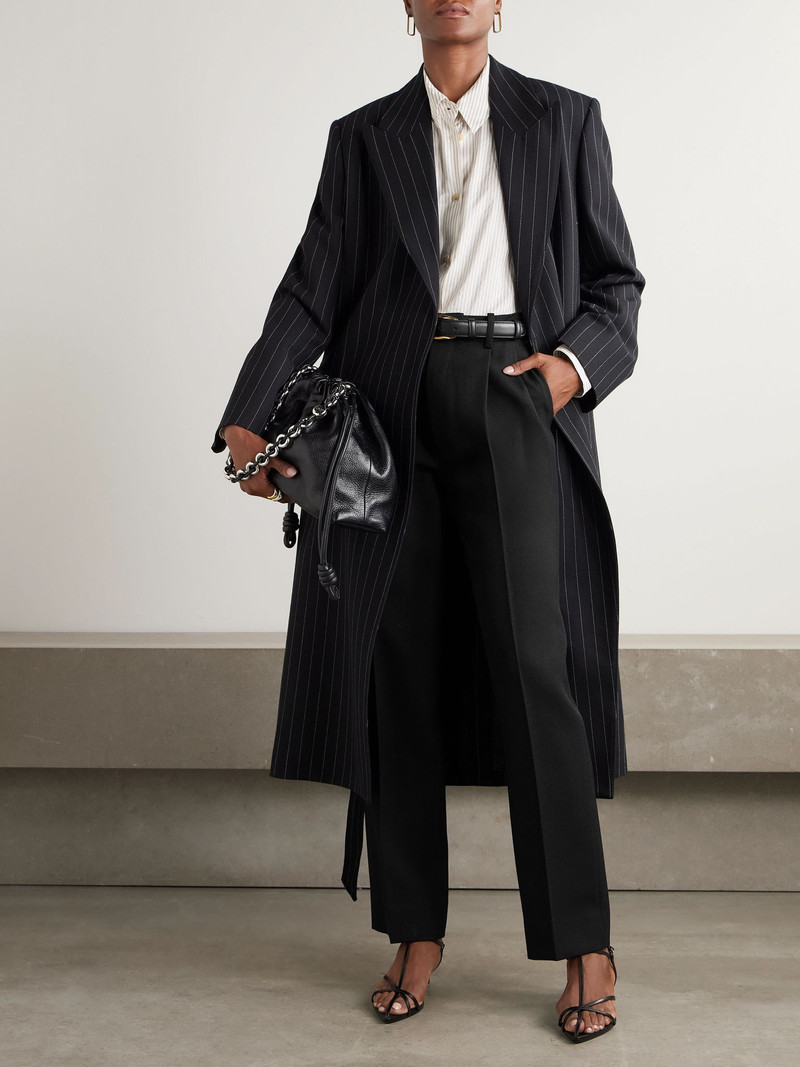 Victoria Beckham Grain de poudre wool pleated wide-leg pants Black outlook
