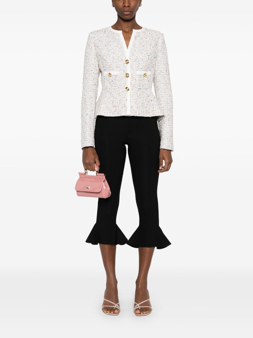 v-neck tweed jacket - 2