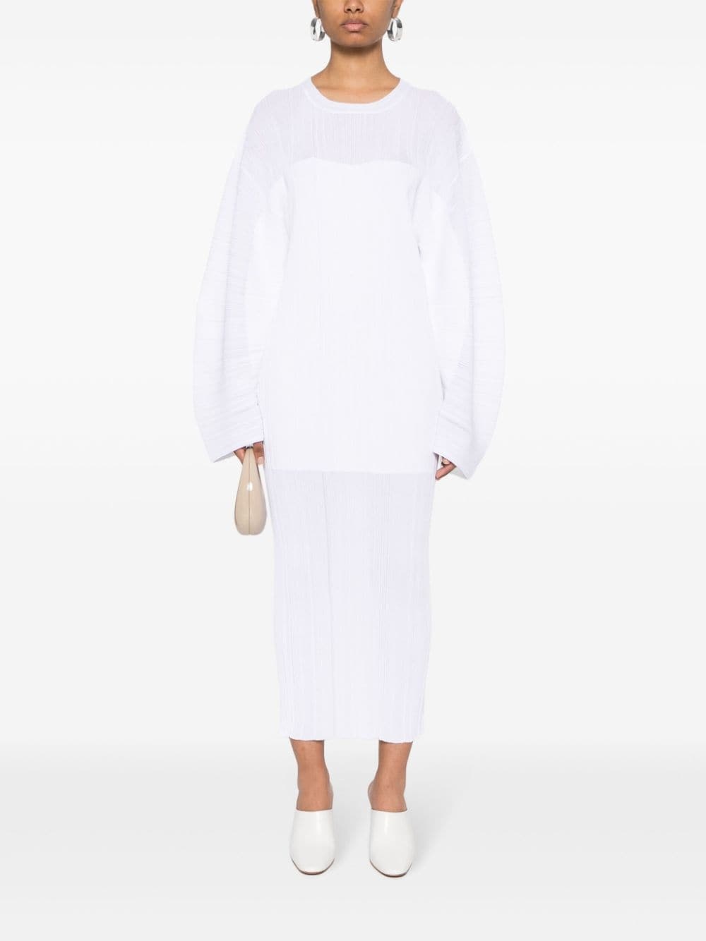 plissÃ© fine-knit midi dress - 2