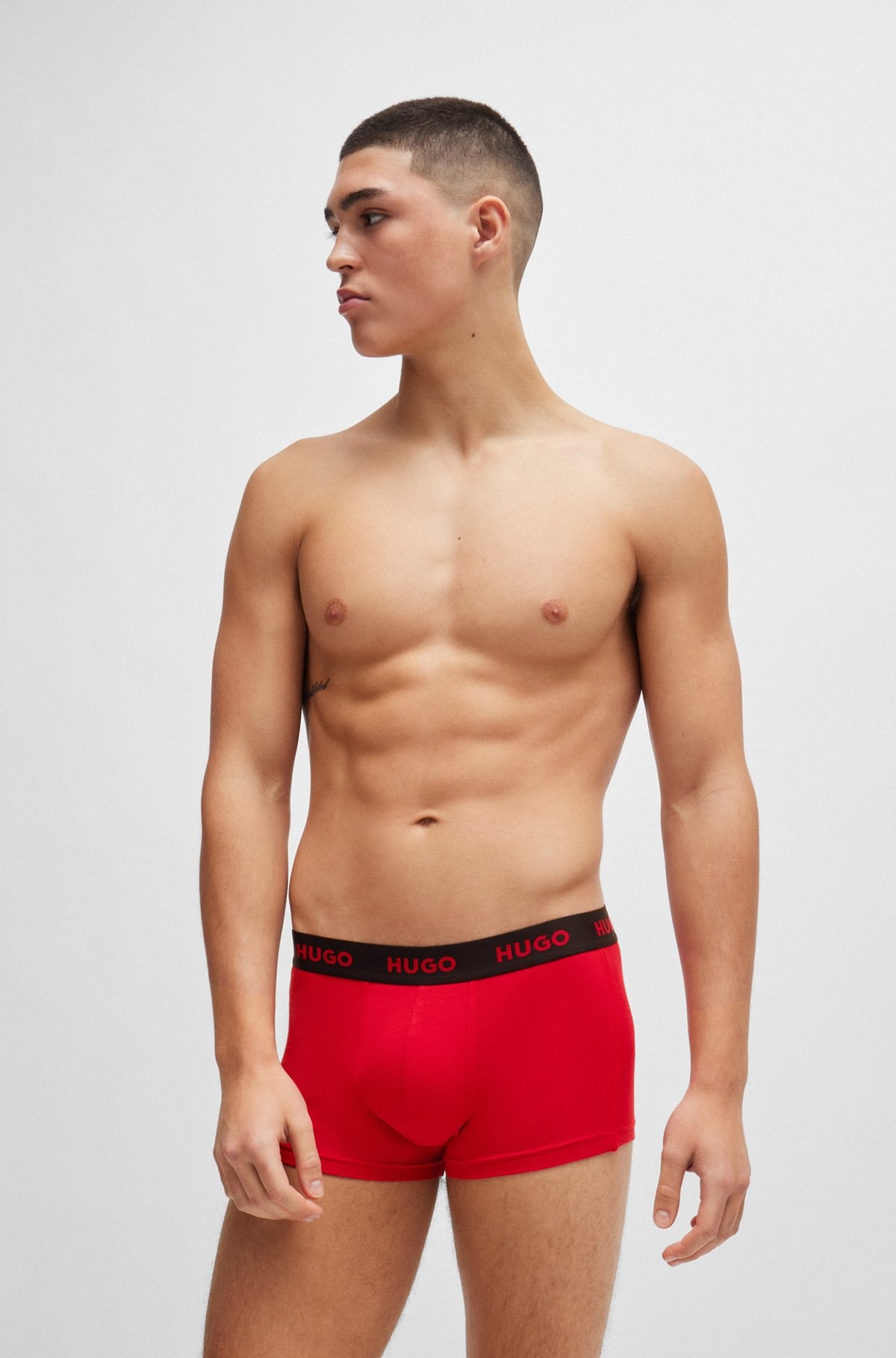 TRIPLE-PACK OF STRETCH-COTTON TRUNKS WITH LOGO WAISTBANDS - 7